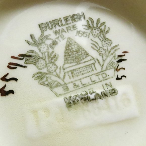 Creamer and Sugar Bowl Burleigh Ware Burgess & Leigh 5594 Burgundy Zenith Shape - Picture 8 of 16